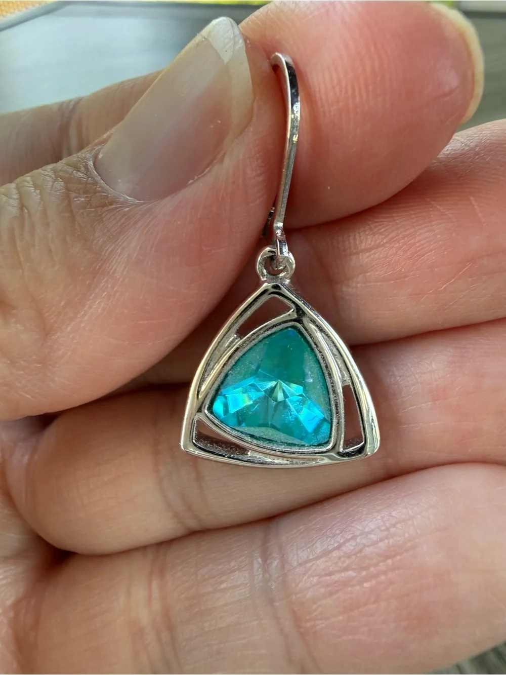 Touchstone Crystal Laguna Turquoise Triangle Drop Earrings